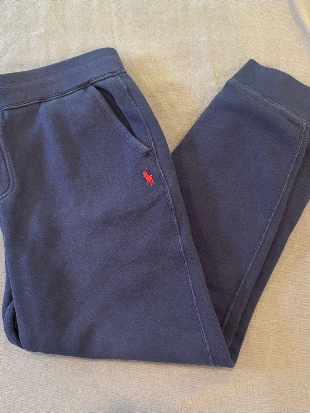 Polo by Ralph Lauren Boys Navy Sweatpants with Red Pony Embroidery School Casual
